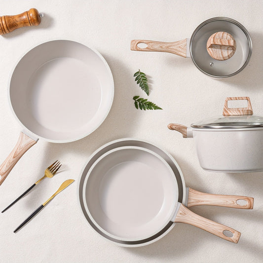 12pcs Non-stick Cookware Set, Granite Induction Cooker Cookware, Non-stick Kitchen Cooking Set, Including Frying Pan Set, Stew Pot, Steamer, Kitchen Utensils